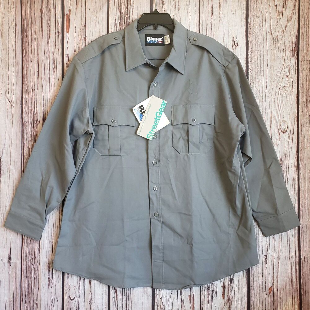 Blauer Uniform Law NWT Shirt Gray Mens XL Long Sleeves Work Streetwear Button